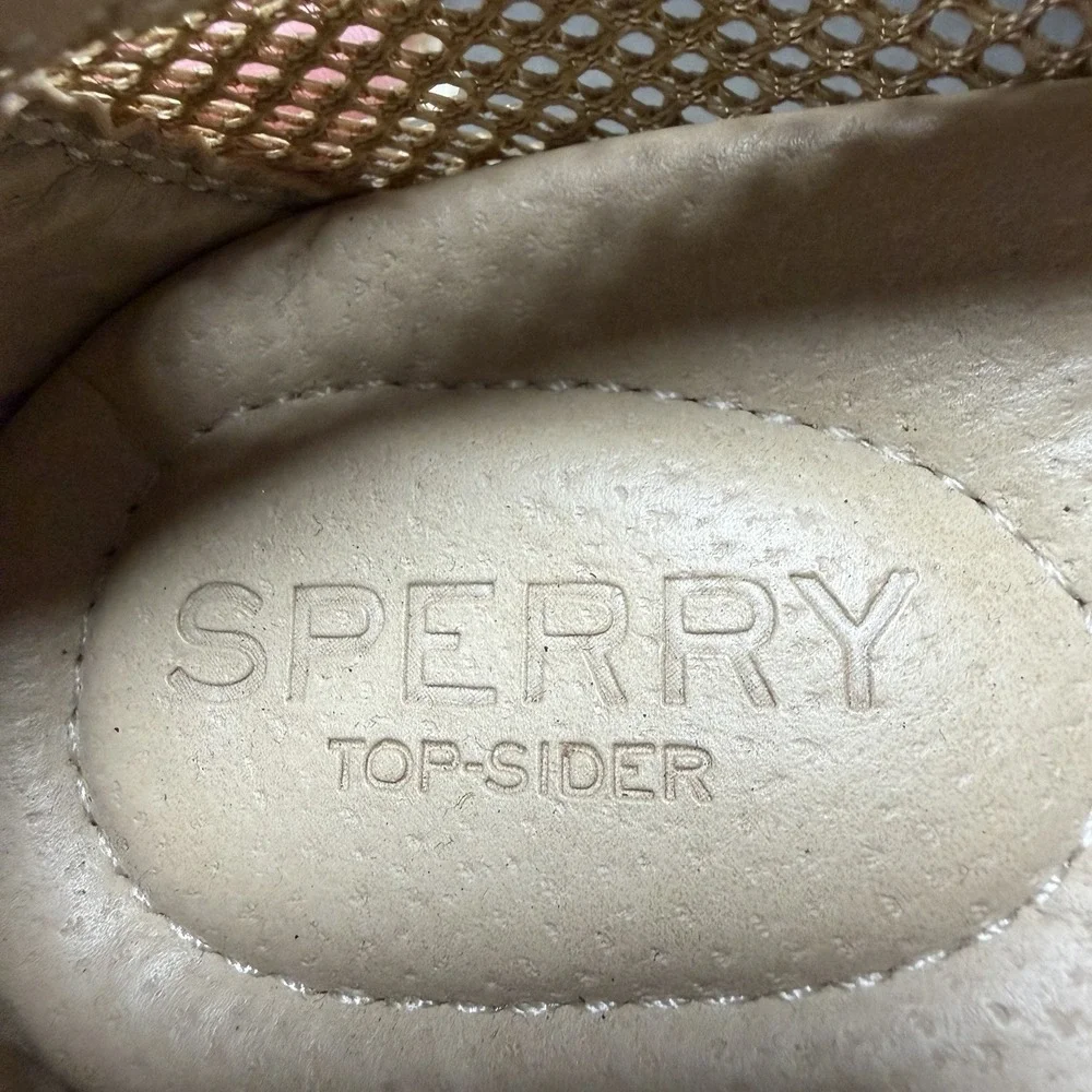 Sperry Top-Sider Firefish Caribbean Stripe Boat Shoes Tan Leather 9M Nautical